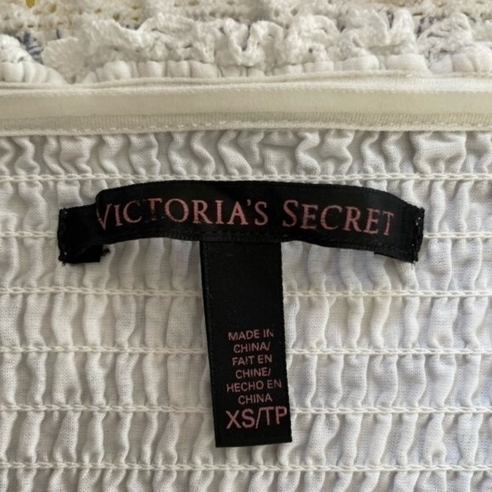Victorias Secret Strapless White Floral Lace Mini Dress Cotton Fit Flare XS - Picture 11 of 11